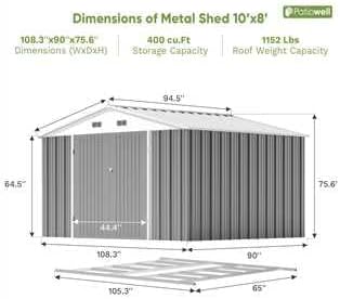 Patiowell 10 x 8 FT Outdoor Storage Shed - Image 6