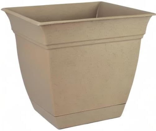 The HC Companies Eclipse Square Plastic Planter w/Attached Saucer - Image 9