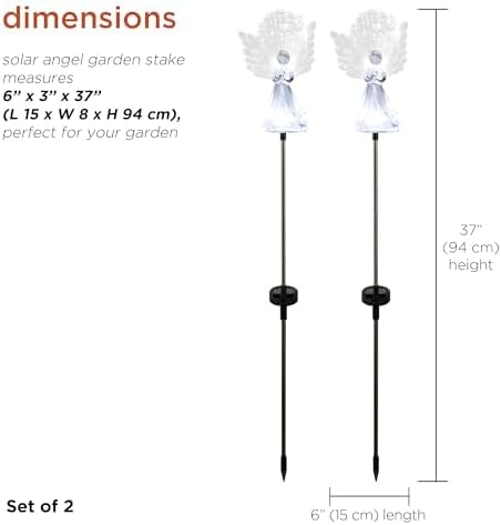 Alpine Corporation 37”H Outdoor Solar Angel Garden Stakes - Image 8