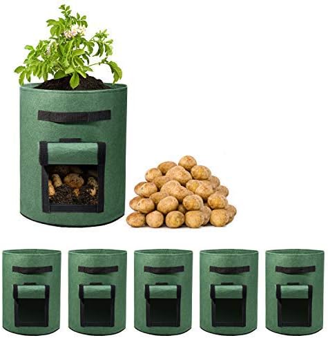Delxo 5 Pack 10 Gallon Potato Grow Bags, Garden Planting Growing Bag by Delxo
