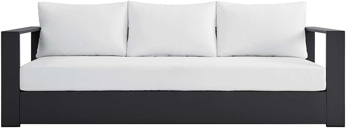 Modway Tahoe Aluminum Outdoor Patio Sofa in Gray White - Image 2