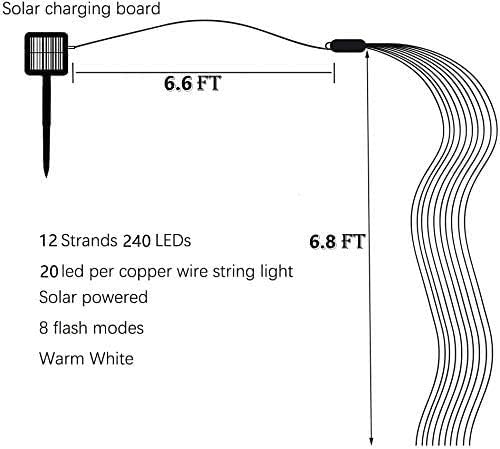 ZNYCYE Solar Waterfall Fairy Bunch Lights Outdoor Waterproof 200LEDs 8 Modes - Image 6
