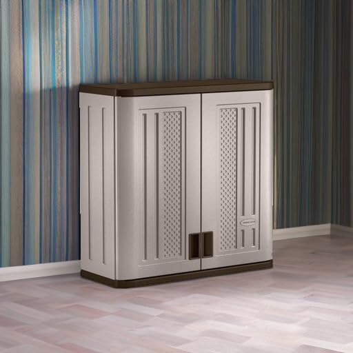 Suncast 2 Pack 4 Cubic Feet Resin Single Shelf Garage Wall Storage Cabinet - Image 5
