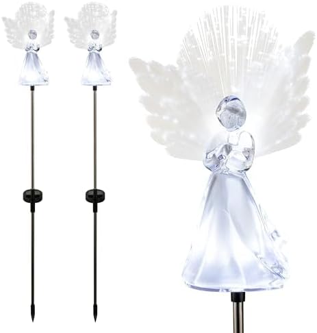 Alpine Corporation 37”H Outdoor Solar Angel Garden Stakes - Image 3