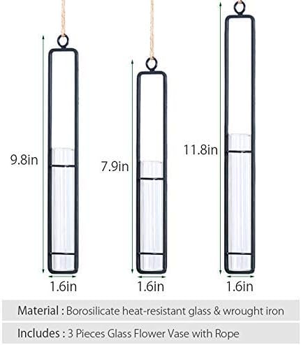 Aoderun Hanging Glass Planter Water Iron Art Hydroponic Vase Transparent Test - Image 2