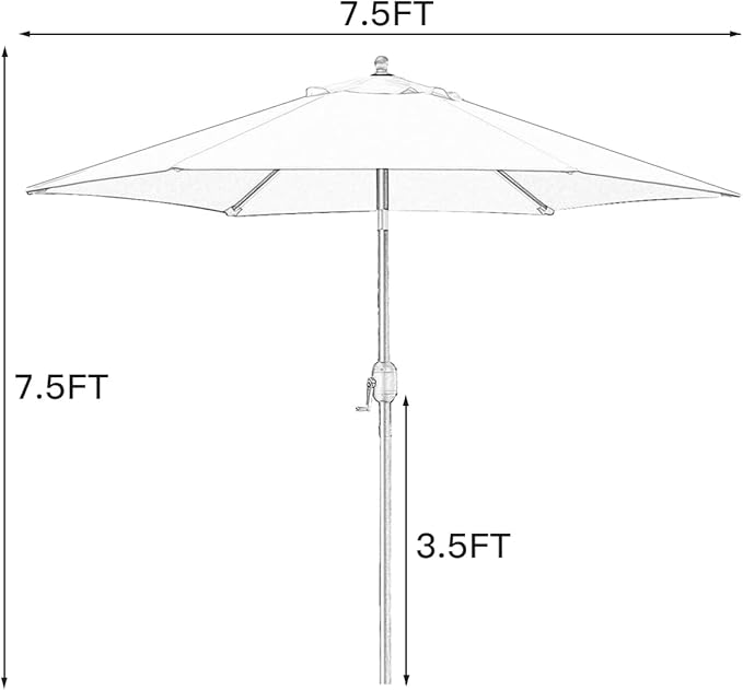 Sunnyglade 7.5' Patio Umbrella Outdoor Table Market Umbrella - Image 7