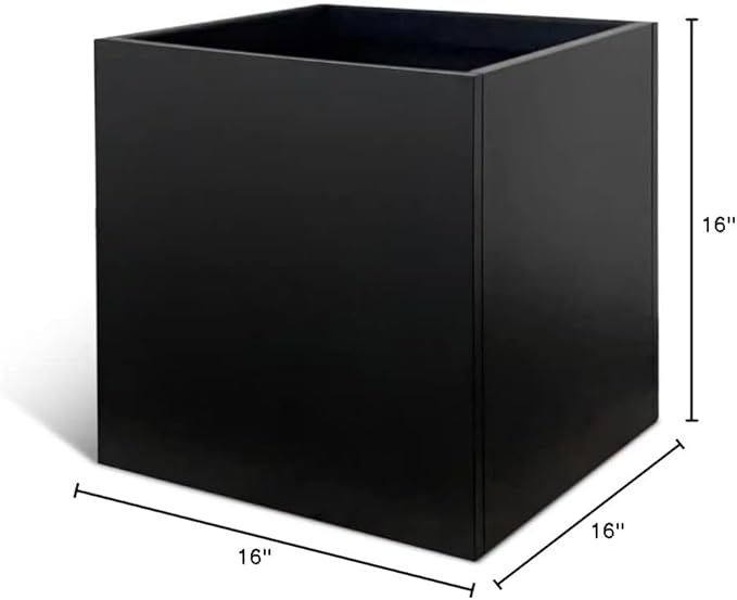 Galvanized Steel Planter Box Black Metal Planter 16Inch Square Indoor Outdoor - Image 9
