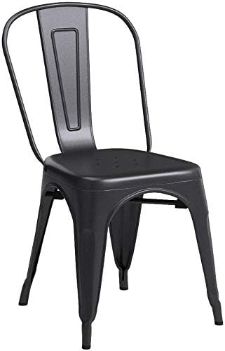 FDW | Metal Dining Chairs | Set of 4 | Black | Stackable Tolix Side Chairs - Image 5