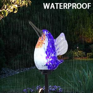 Bshine Solar Garden Decoration Outdoor Hummingbird Lights Stake, Hand Blown - Image 4