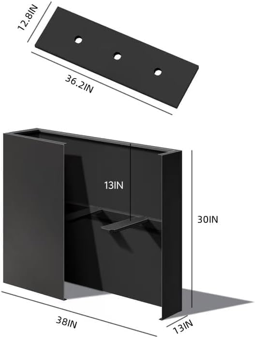 38" L x 13" W x 30" H Metal Tall Rectangular Planter - Image 3