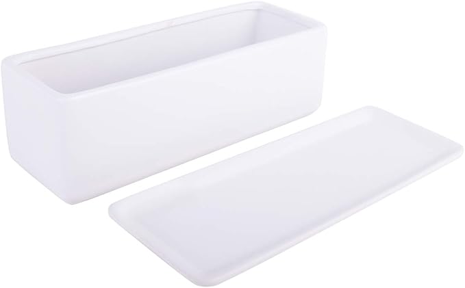 Vencer 12 Inch Rectangular Modern Minimalist Ceramic Succulent Planter Pot - Image 2