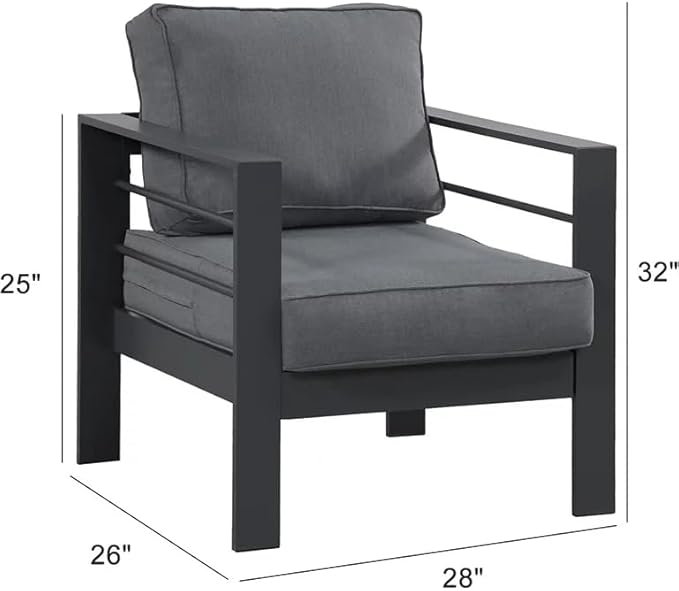 Kiss the Water Outdoor Patio Metal Furniture Chair, Deep Seating Patio Couch - Image 2