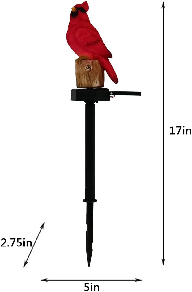 Cardinal Garden Decor Red Bird Figurine Memorial Solar Light Outdoor Stake - Image 6
