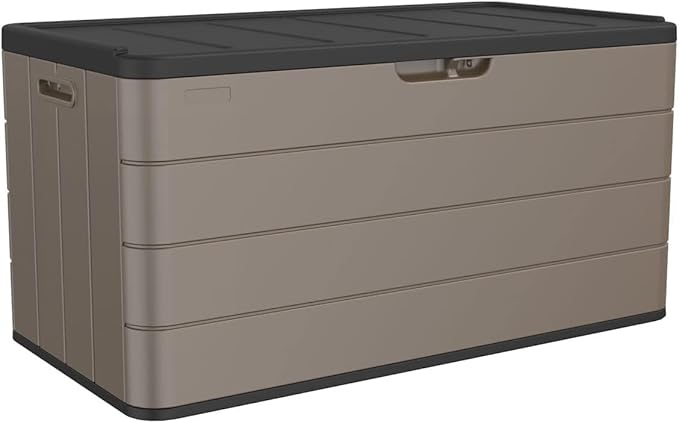 TARKARI Premium Pro Edition 100 Gallon Lockable Resin Deck Box, Waterproof & by Home