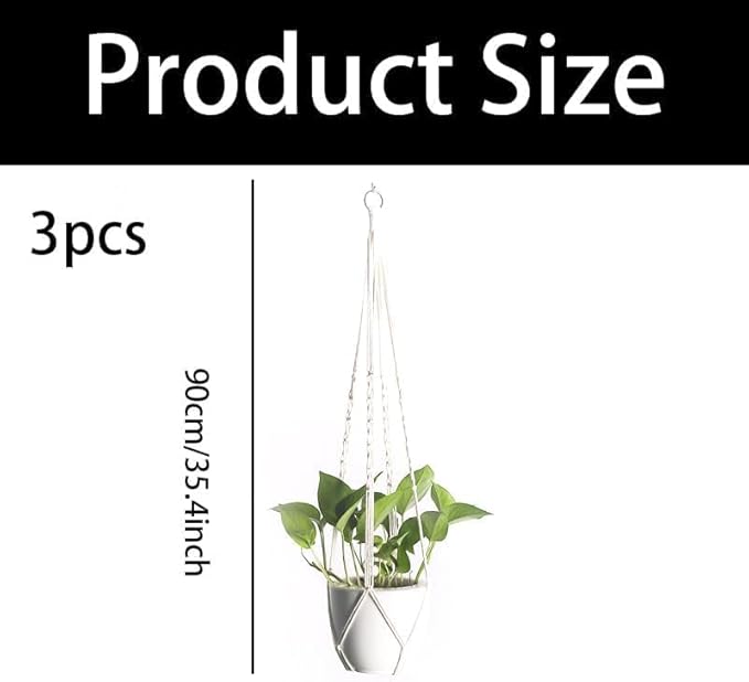 Macrame Plant Hangers 3 Pack, Hanging Plant Holders - Image 2