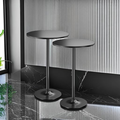 Furmax Bistro Pub Table 2 Pack Round Bar Height Cocktail Table Metal Base MDF - Image 5
