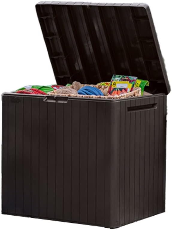 Keter City 30 Gallon Resin Outdoor Storage Box and Patio Furniture Side Table by Keter