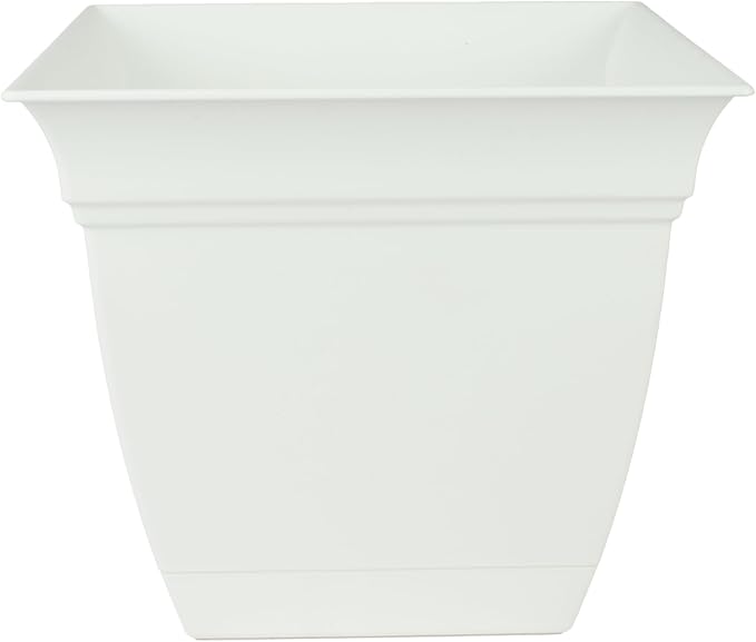The HC Companies Eclipse Square Plastic Planter w/Attached Saucer by TheHCCompanies