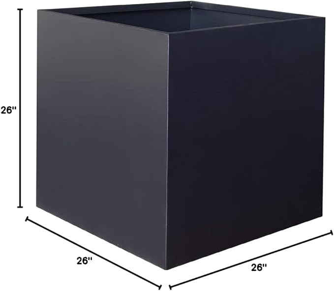 Galvanized Steel Planter Box 26Inch Black Metal Planter Large Square Indoor - Image 10