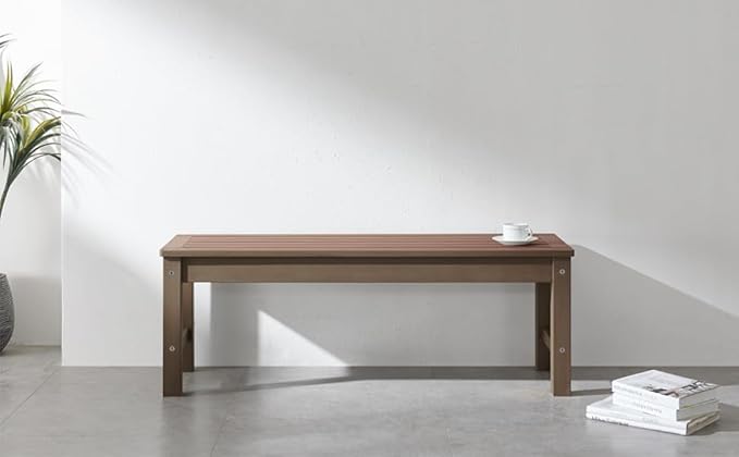 Psilvam Knight Bench, Two Person Outdoor Poly Lumber Patio Backless Bench - Image 8