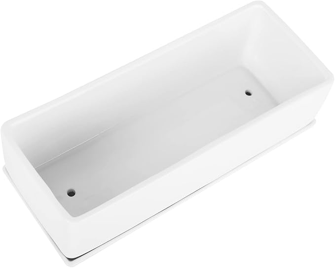 Vencer 14 Inch Rectangular Modern Minimalist Ceramic Succulent Planter Pot - Image 4