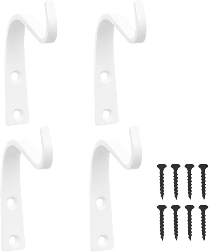 4 Inch Cast Iron Plant Hook – White Wall Mounted Plant Hanger Bracket by HERNGEE