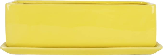 Vencer 14 Inch Rectangular Modern Minimalist Ceramic Succulent Planter Pot - Image 4