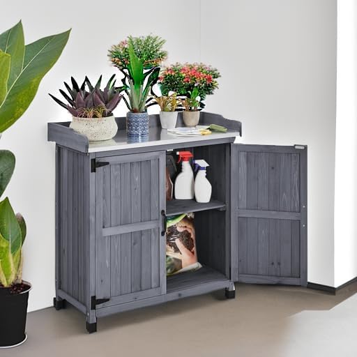Yaheetech Garden Potting Bench Table, Outdoor Garden Horticultural Wooden - Image 5