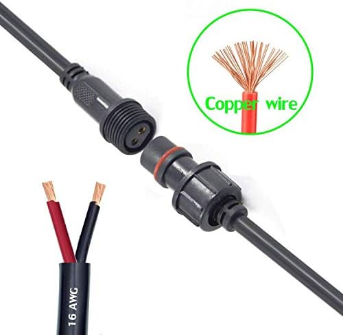 16AWG Waterproof Extension Cable, 9.84FT 2Pin Extension Lead Waterproof Cord - Image 4