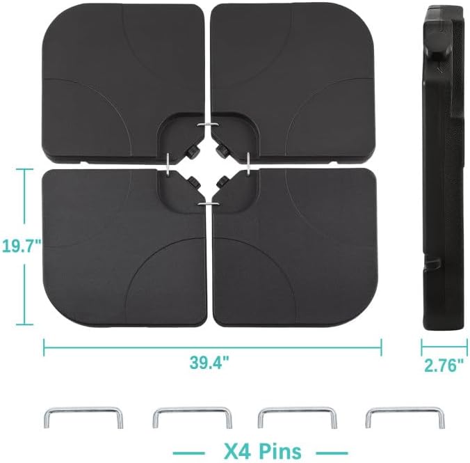 VECELO 4-Piece Heavy-Duty Cantilever Offset Patio Umbrella Base/Stand Outdoor - Image 3