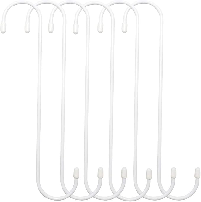 6 Pack 12 inch Extra Large S Hooks White Heavy Duty Plant Hanging Hooks Long S by ESFUN