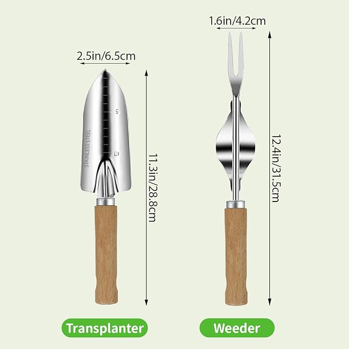 Garden Tool Set, 2 Pieces Stainless Steel Heavy Duty Garden Tools, Garden Kit - Image 4