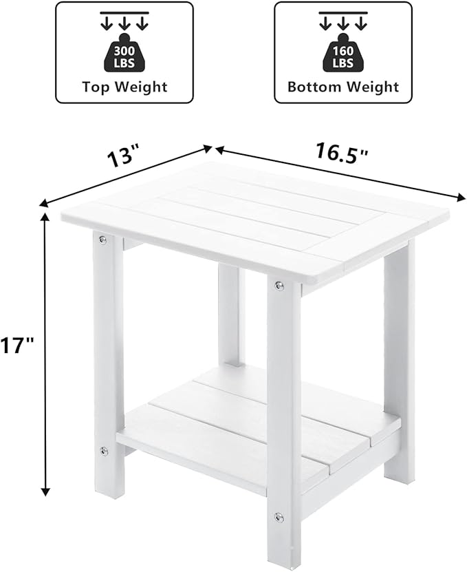 Double Adirondack Outdoor Side Table Weather Resistant, Patio Rectangular End - Image 3