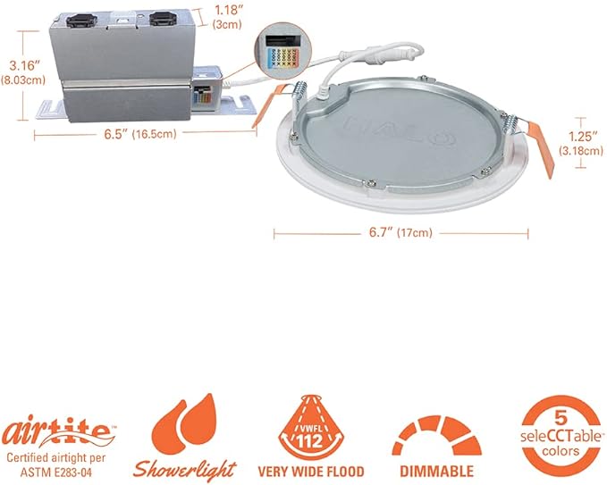 HALO HLB Recessed Lighting 6 Inch LED Thin Canless, Dimmable w/Selectable Color - Image 2