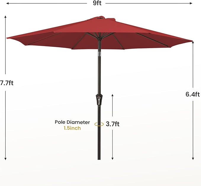 MEWAY 9ft Patio Umbrella Outdoor Table Umbrellas - Image 7