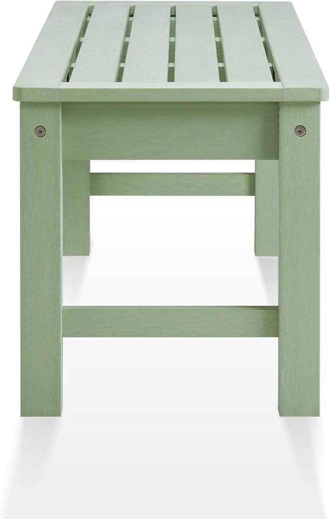 Psilvam 2-Person Outdoor Poly Lumber Patio Backless Bench, Fade-Resistant & - Image 7