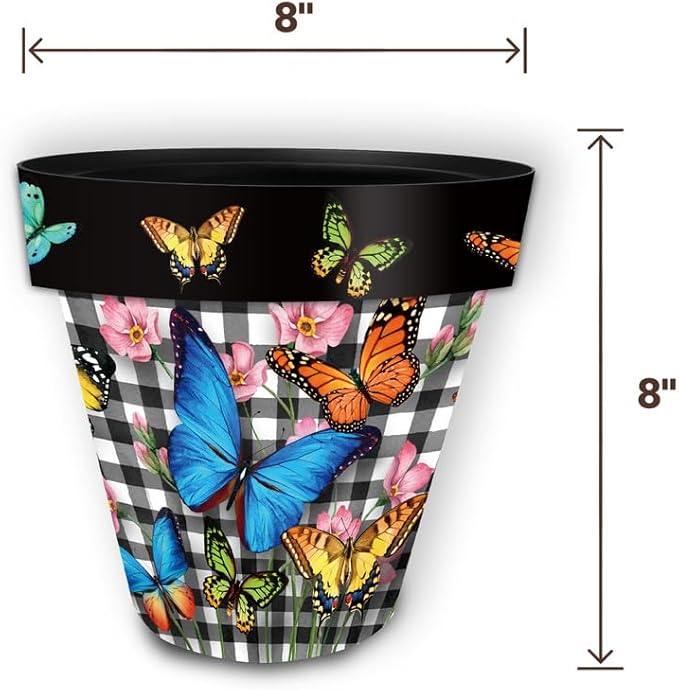 Briarwood Lane Checkered Butterflies Small Planter - Image 2