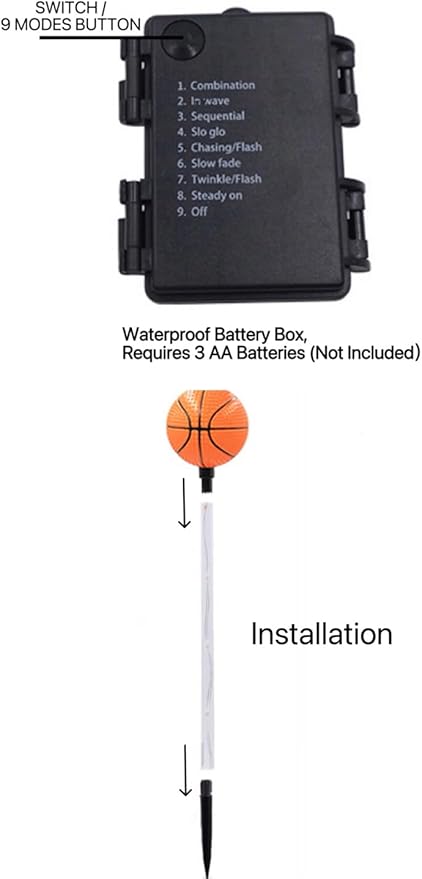 Battery Powered Garden Sports Ball Theme Party Stake Lights Basketball LED - Image 3