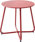 Patio Small Side Table Waterproof Round Metal Steel Weather Resistant Portable by Meluvici