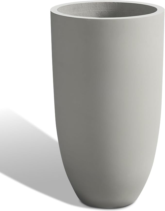 Tall Planters for Outdoor Plants, Large Concrete Flower Pots for Garden Front by Heyzier