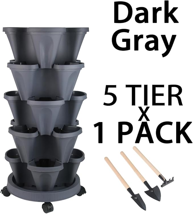 GameXcel Vertical Planter 5 Tier Stackable Planters Garden Planters Strawberry - Image 7