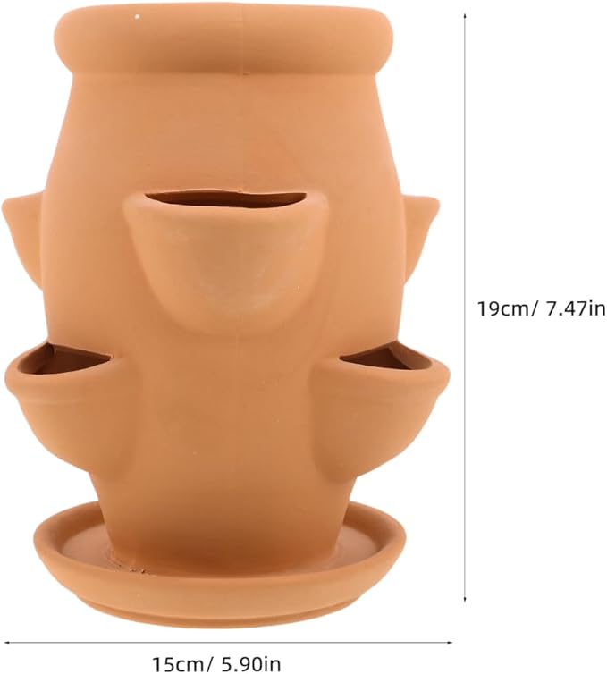 BESTonZON Terracotta Multi Pocket Succulent Plant Pot Lightweight Strawberry - Image 3