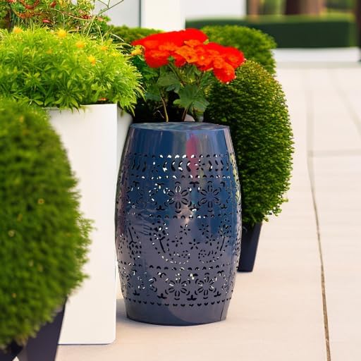Christopher Knight Home Ruby Outdoor 12" Iron Side Table, Dark Blue - Image 6