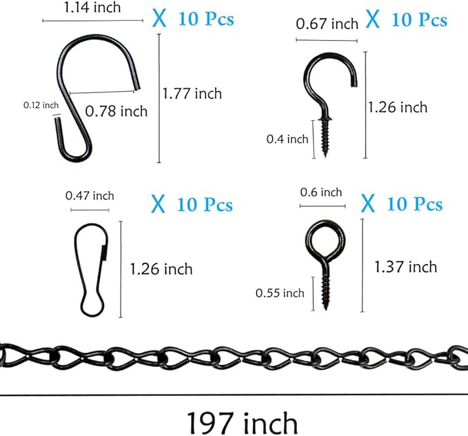 YINGFENG 236 Inch Black Metal Hanging Chains and Hanging Basket Hooks Set - Image 6
