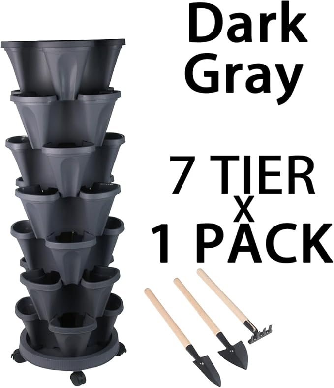GameXcel Vertical Planter 7 Tier Stackable Planters Garden Planters Strawberry - Image 8