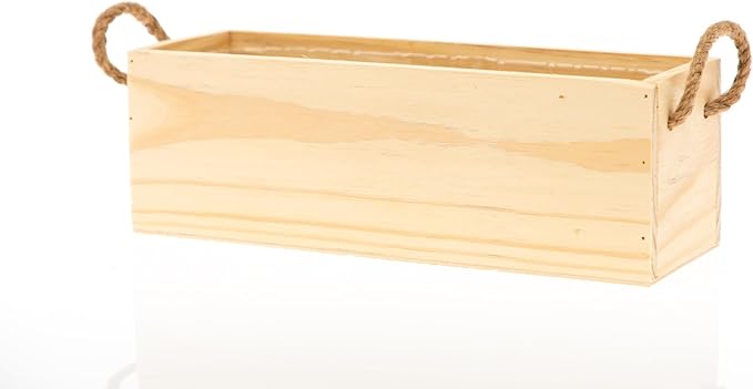 Wooden Planter Box with Handle, Rose Wood, Plastic Liner l Garden Decor l - Image 7