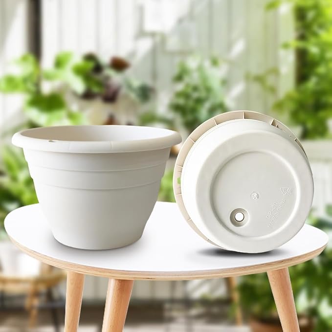 5 Pack 10 Inch Plant Pots for Indoor Outdoor, Plastic Floor Planters - Image 6