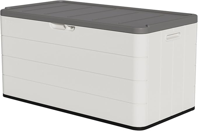 TARKARI Premium Pro Edition 100 Gallon Lockable Resin Deck Box, Waterproof & by Home