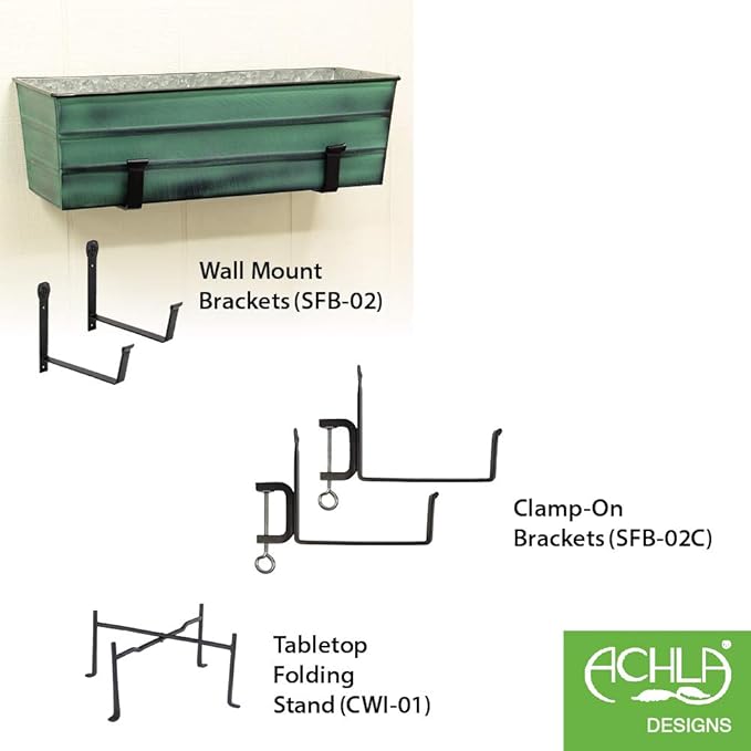 Achla Designs Galvanized Window Flower Box Planter-Green-Medium - Image 3
