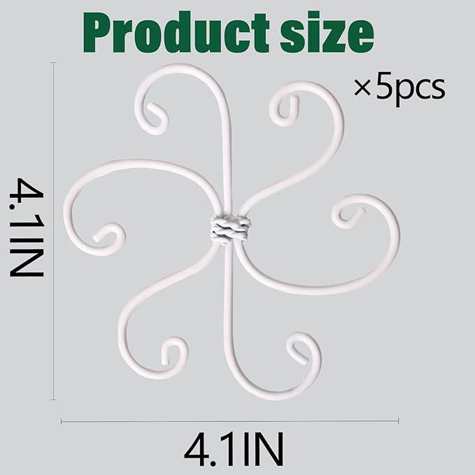 5PCS Monstera Plant Support Hook White 4.1 * 4.1 Inch – Set of 5 Durable Metal - Image 2
